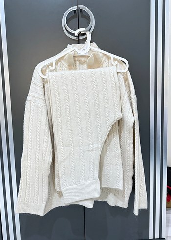 Beyaz Örgü Kadın Triko Kazak - Görsel 2