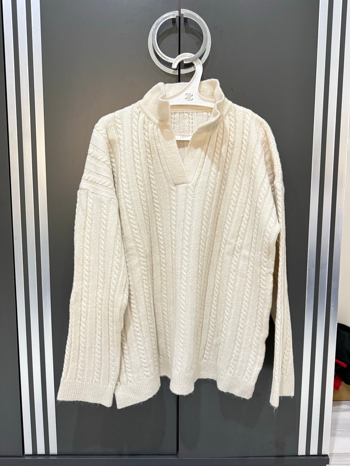 Beyaz Örgü Kadın Triko Kazak - Görsel 3