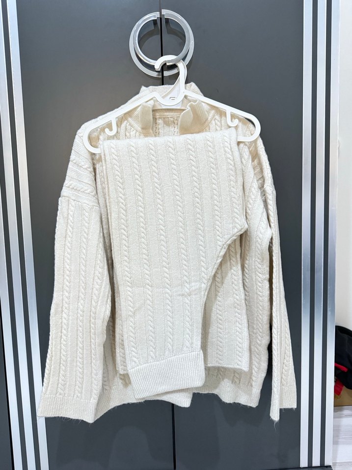 Beyaz Örgü Kadın Triko Kazak - Görsel 2