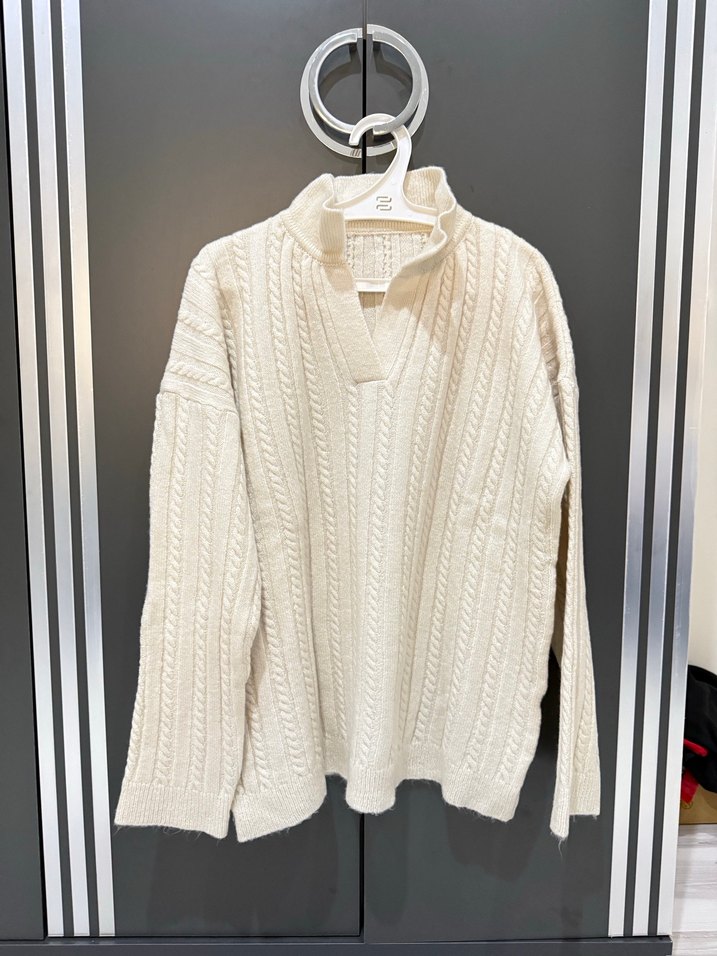 Beyaz Örgü Kadın Triko Kazak - Görsel 4