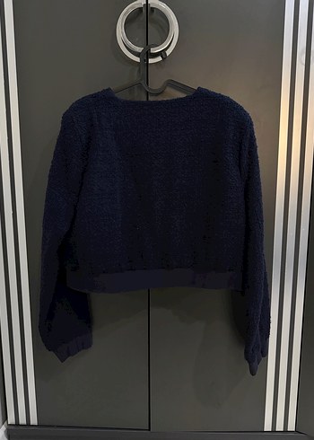 Düğmeli Lacivert Kadın Yün Hırka - Görsel 2