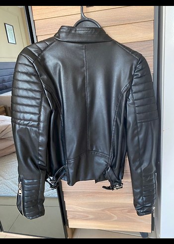 Siyah Deri Biker Ceket - Görsel 2