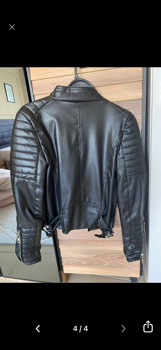Siyah Deri Biker Ceket - Görsel 2
