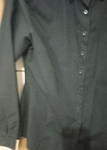 Düğmeli Siyah Kadın Gömlek - Görsel 2