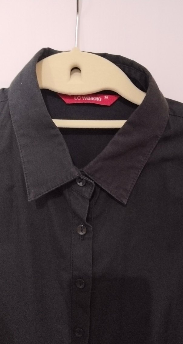 Düğmeli Siyah Kadın Gömlek - Görsel 3