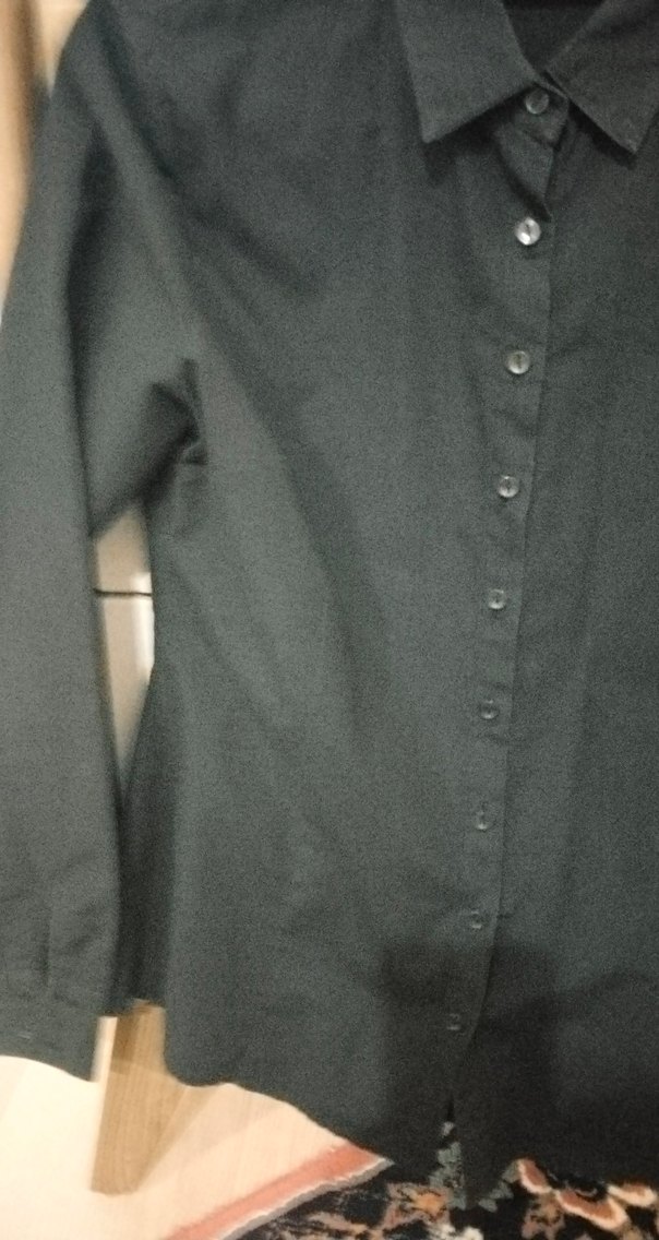 Düğmeli Siyah Kadın Gömlek - Görsel 2