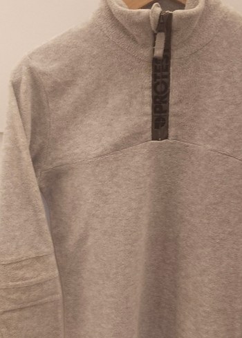 Kadın Gri Yarım Fermuarlı Yüksek Yakalı Sweatshirt - Görsel 2