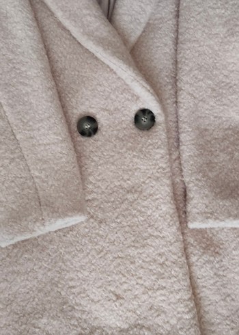 açık pembe Düğmeli Midi Kadın Kaban - Görsel 3