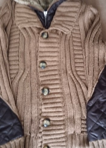 Erkek Kahverengi Örgü Hırka - Görsel 4