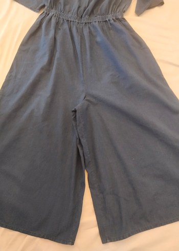 mavi ince kot kumaş Denim Tulum - Görsel 4