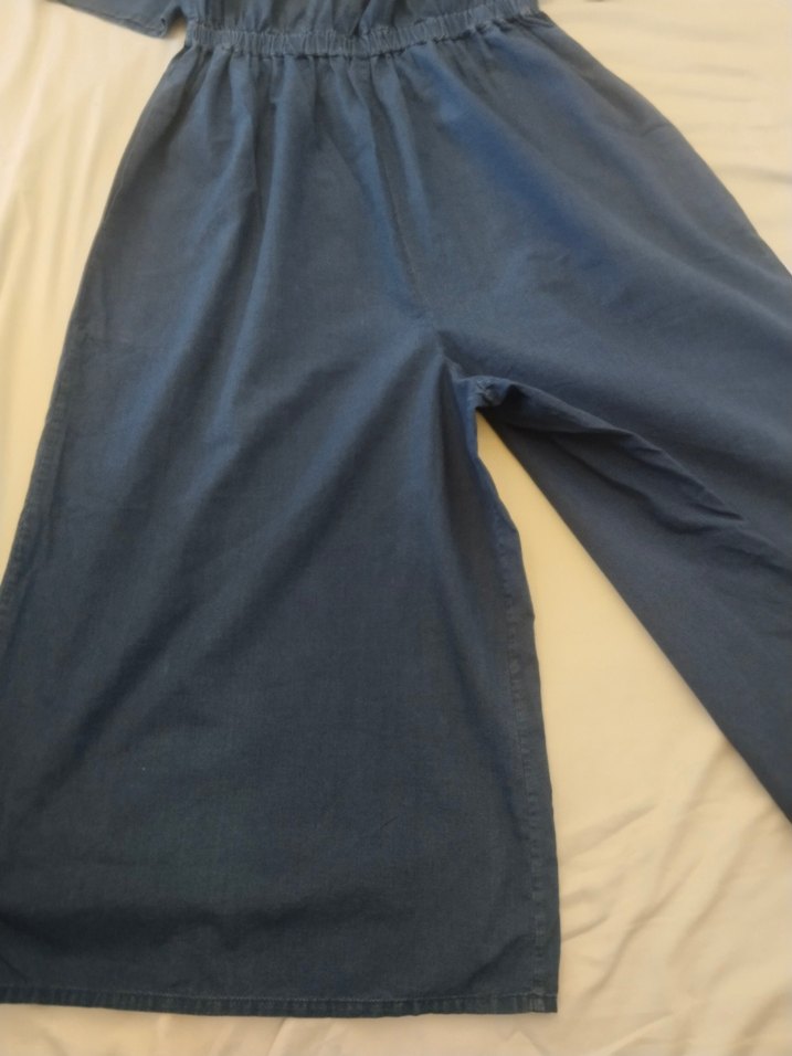 mavi ince kot kumaş Denim Tulum - Görsel 5