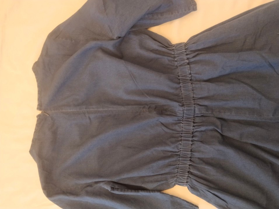 mavi ince kot kumaş Denim Tulum - Görsel 3