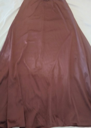 Bordo Uzun Drapeli Straplez Kadın Elbisesi - Görsel 4