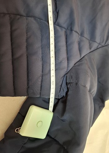 Çıtçıtlı ve Fermuarlı Lacivert Midi Kadın Ceket - Görsel 14