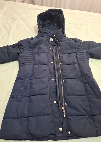 Çıtçıtlı ve Fermuarlı Lacivert Midi Kadın Ceket - Görsel 3