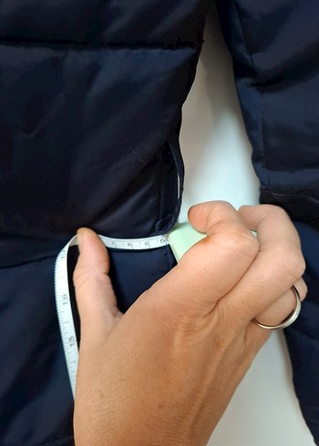 Çıtçıtlı ve Fermuarlı Lacivert Midi Kadın Ceket - Görsel 9