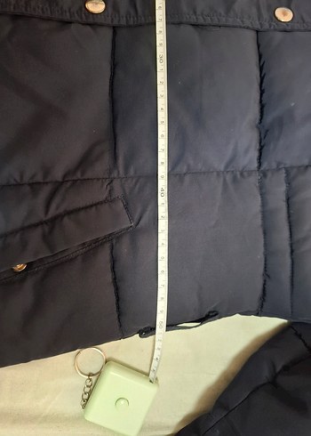 Çıtçıtlı ve Fermuarlı Lacivert Midi Kadın Ceket - Görsel 8