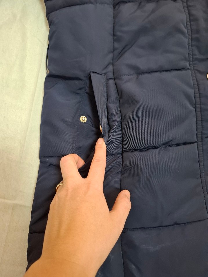 Çıtçıtlı ve Fermuarlı Lacivert Midi Kadın Ceket - Görsel 5