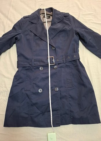 Düğmeli Lacivert Denim Midi Trençkot - Görsel 6