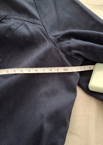 Düğmeli Lacivert Denim Midi Trençkot - Görsel 7