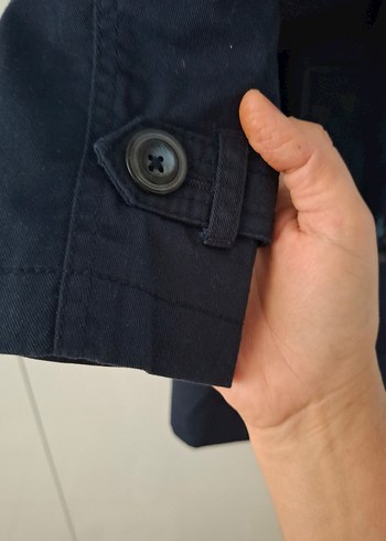 Düğmeli Lacivert Denim Midi Trençkot - Görsel 10