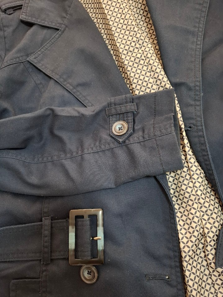 Düğmeli Lacivert Denim Midi Trençkot - Görsel 5