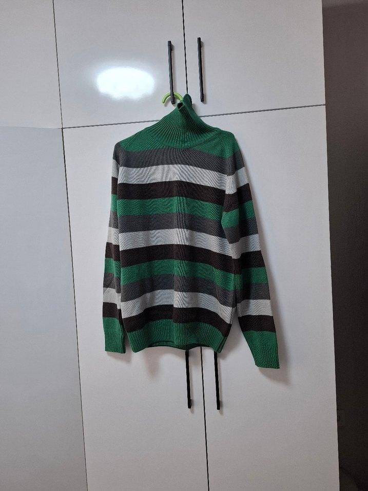 Erkek Boğazlı Çizgili Triko Kazak - Görsel 2