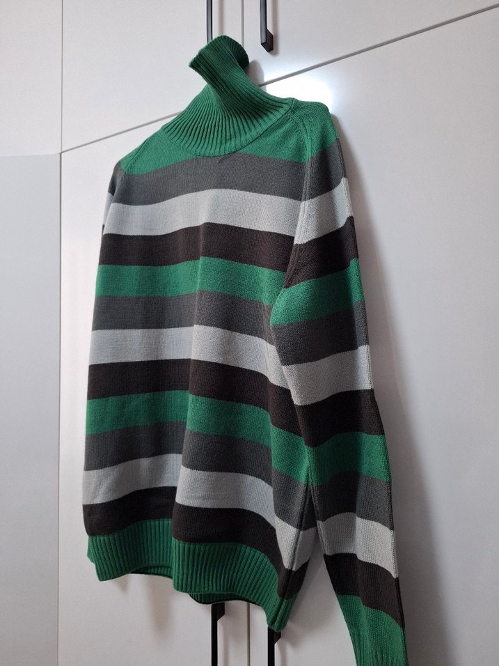 Erkek Boğazlı Çizgili Triko Kazak - Görsel 3