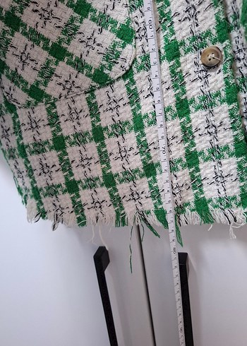 Düğmeli Yeşil Kareli Uzun Kollu Kadın Gömlek - Görsel 4