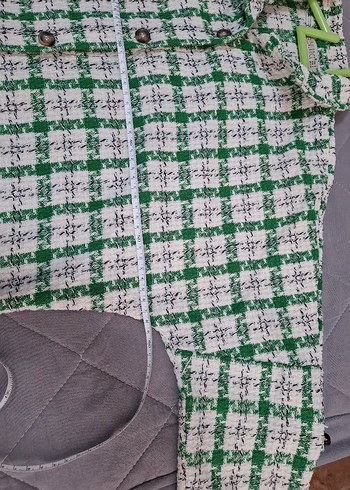 Düğmeli Yeşil Kareli Uzun Kollu Kadın Gömlek - Görsel 7