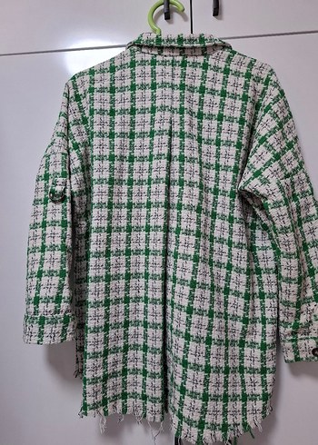 Düğmeli Yeşil Kareli Uzun Kollu Kadın Gömlek - Görsel 10