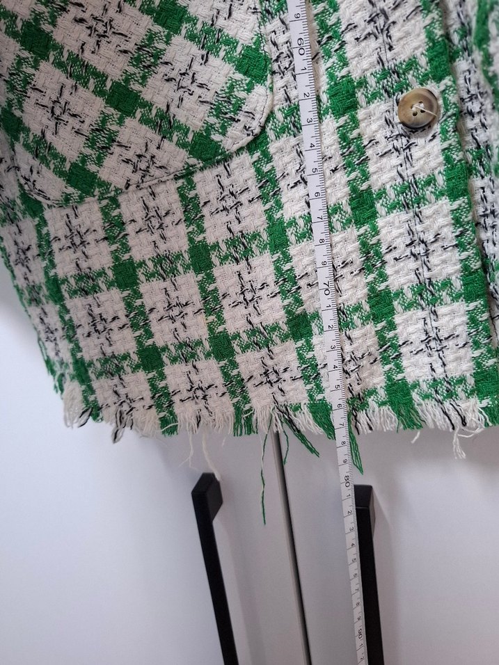 Düğmeli Yeşil Kareli Uzun Kollu Kadın Gömlek - Görsel 4