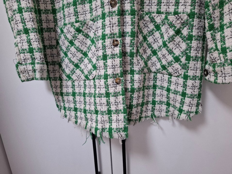 Düğmeli Yeşil Kareli Uzun Kollu Kadın Gömlek - Görsel 2