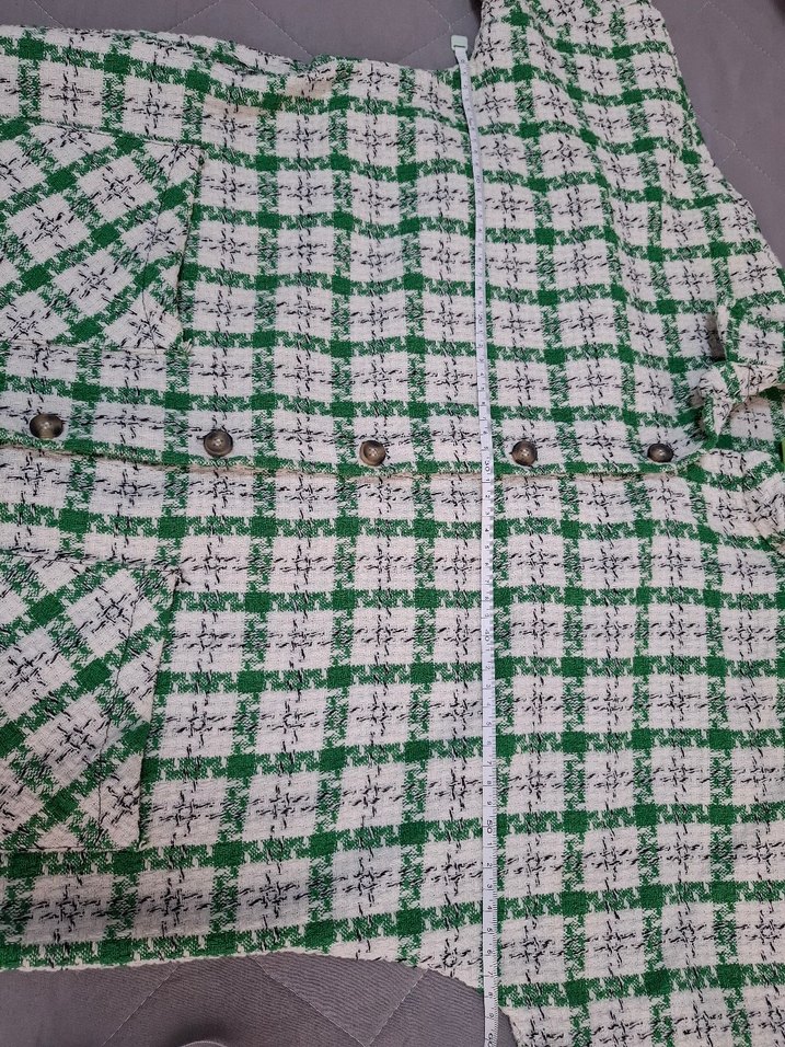 Düğmeli Yeşil Kareli Uzun Kollu Kadın Gömlek - Görsel 5
