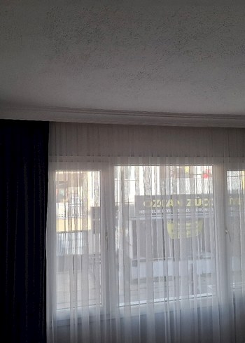 Bir çift Parlak saten Lacivert Düz Fon Perde - Görsel 7