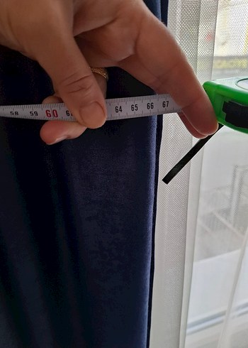 Bir çift Parlak saten Lacivert Düz Fon Perde - Görsel 3