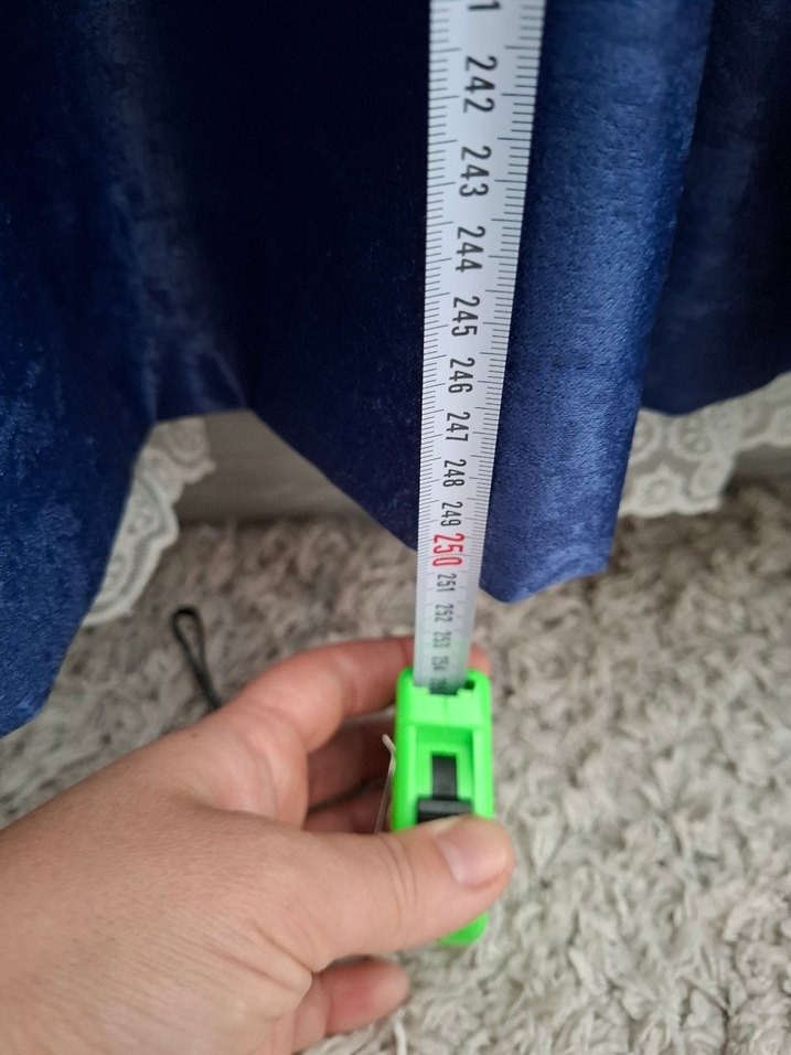 Bir çift Parlak saten Lacivert Düz Fon Perde - Görsel 4