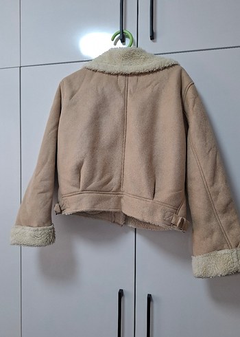 Bej Süet Kürklü Kadın Ceket - Görsel 2