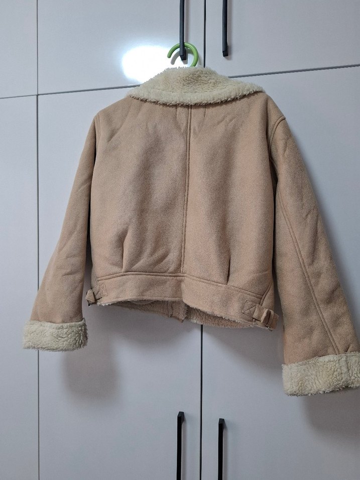 Bej Süet Kürklü Kadın Ceket - Görsel 2