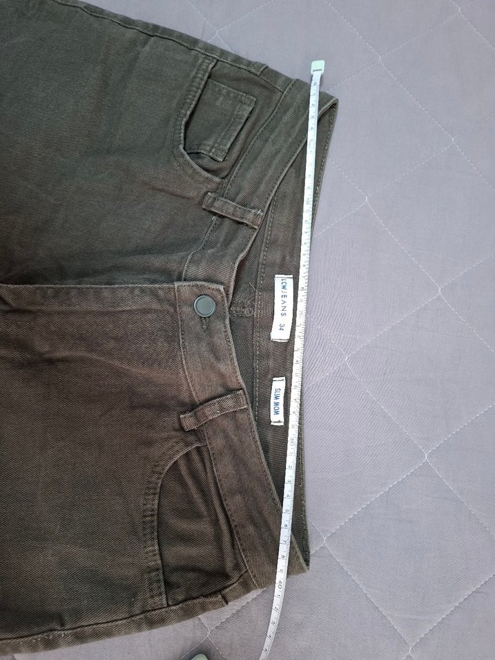 Kadın Haki Bol Kesim mom jeans Kot Pantolon - Görsel 4