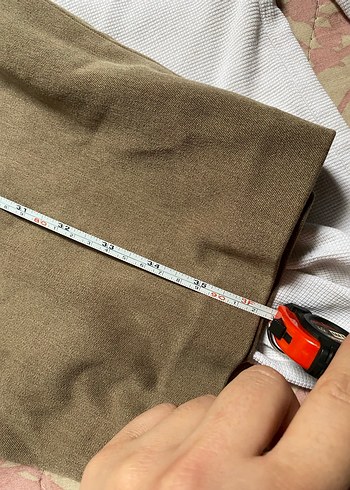 Düğmeli Bej Keten Kadın Pantolon - Görsel 6