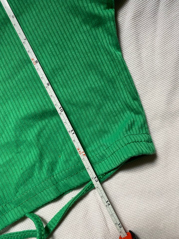 Yeşil Uzun Kollu Kadın Crop Top - Görsel 5