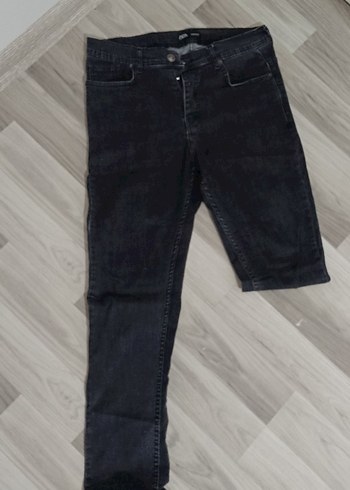 Erkek Siyah Regular Fit Midi Denim Pantolon