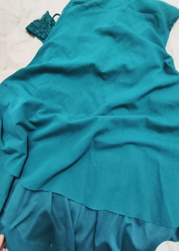 Turkuaz Uzun Kollarsız Kadın Elbisesi - Görsel 2