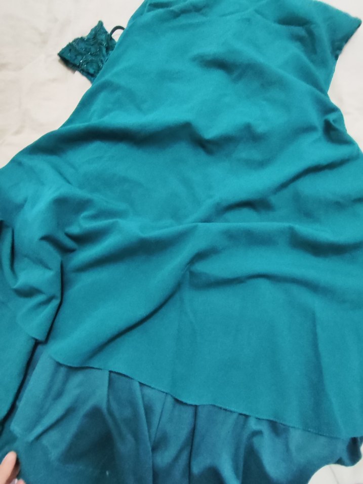 Turkuaz Uzun Kollarsız Kadın Elbisesi - Görsel 2