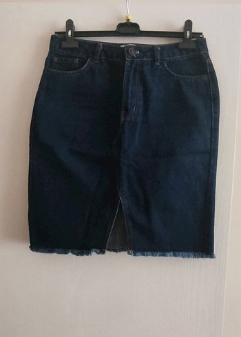 Lacivert Midi Kadın Denim Etek
