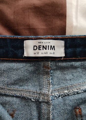 40 Beden Lacivert Midi Kadın Denim Etek