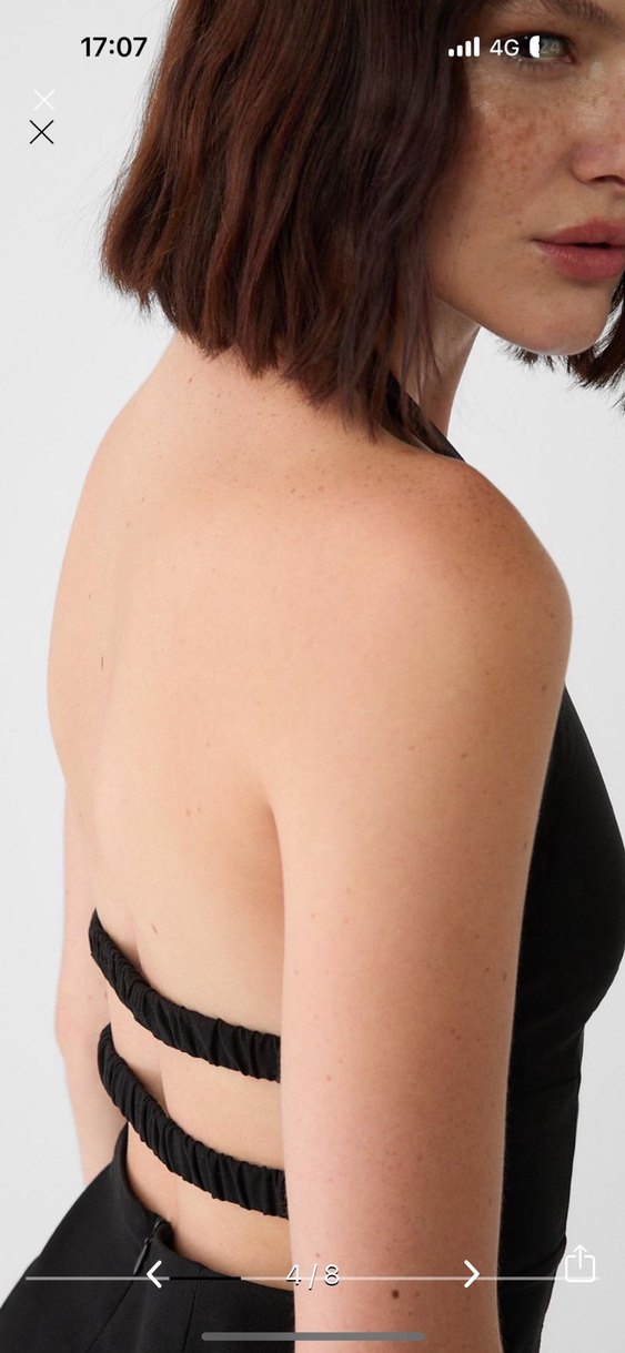 V Yakalı Siyah mini kadın elbise - Görsel 3