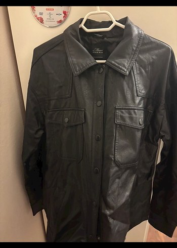 Düğmeli Siyah Deri Kadın Ceket - Görsel 2