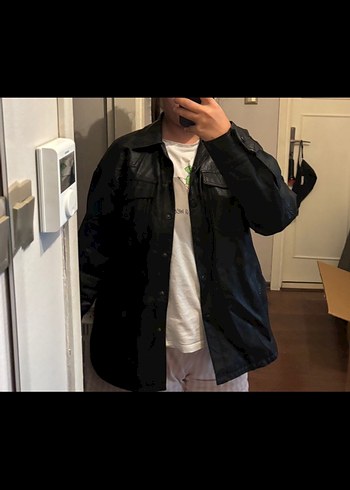 Düğmeli Siyah Deri Kadın Ceket - Görsel 8